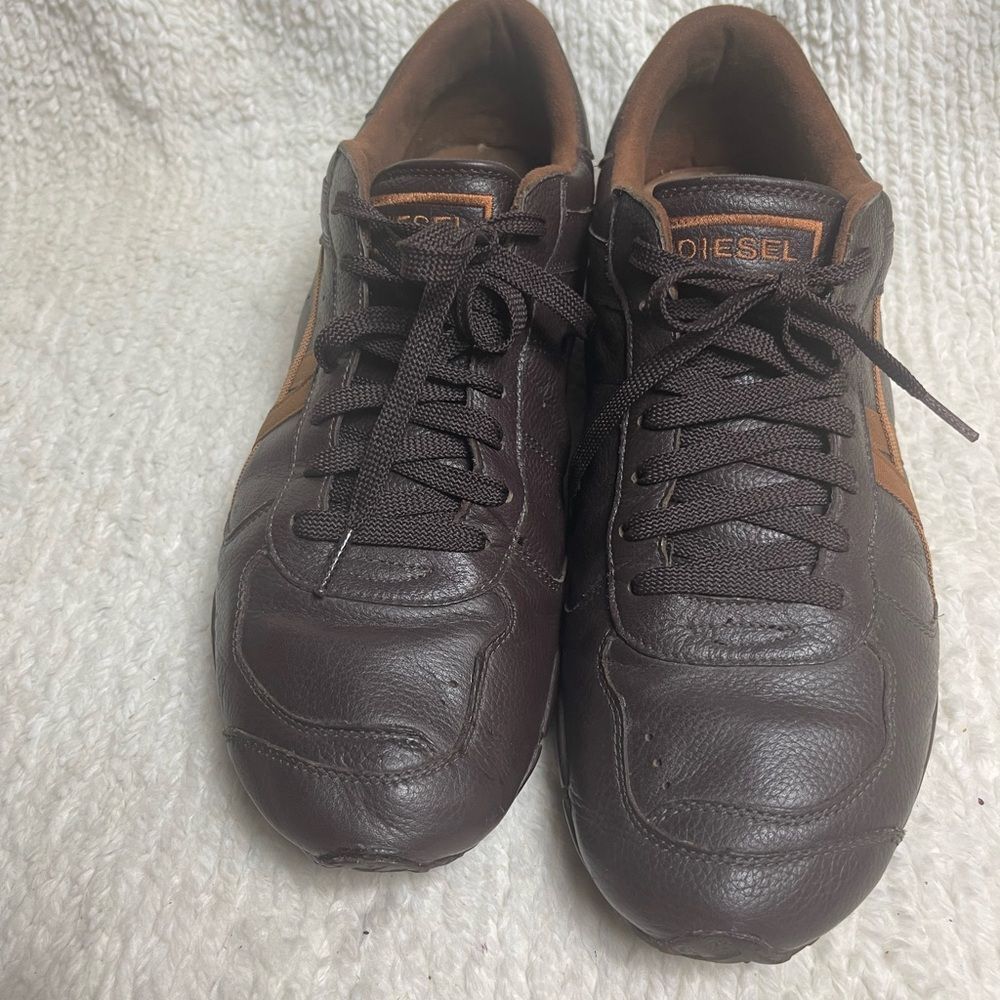 Diesel Men's Dark Brown Leather Sneakers